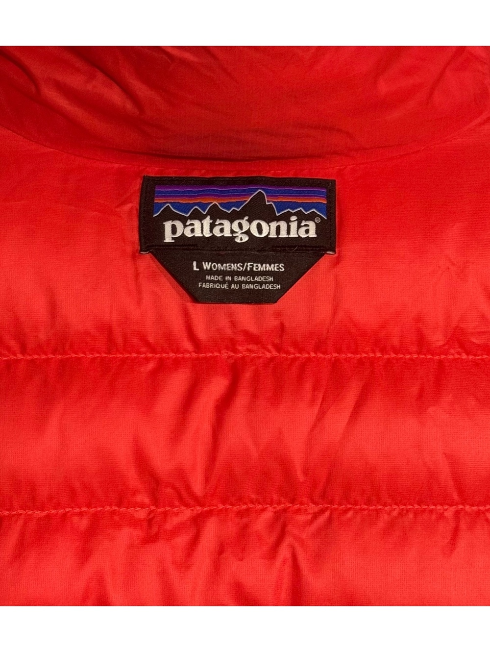 Patagonia Womens Size Large Goose Down Sweater Catalan Coral Red Full Zip Jacket - Picture 4 of 4
